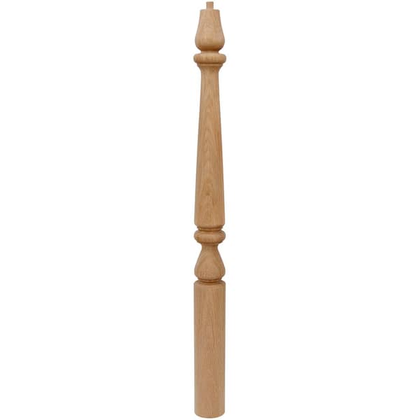 EVERMARK Stair Parts 4863 43 in. x 3-1/2 in. Unfinished White Oak Pin Top Newel Post for Stair Remodel