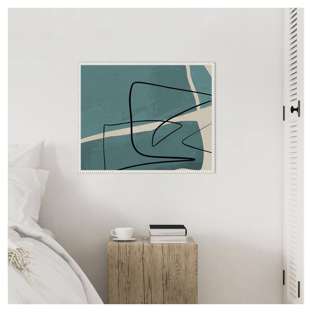 Teal and Black Abstract Beaded Framed Canvas Wall Art