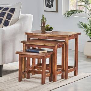 Conwell 24 in. Walnut Rectangle Wood End Table with 3-Pieces