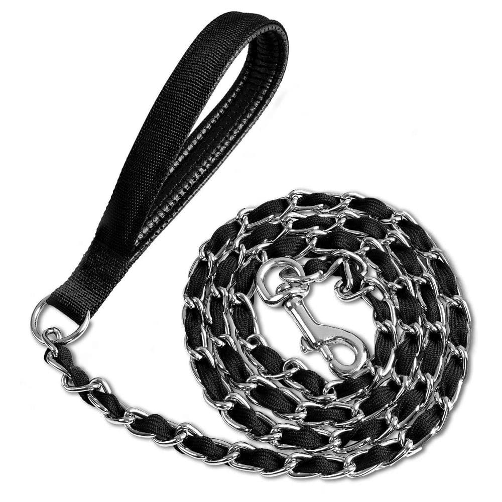 Chain Dog Leash Chew Proof Metal Chain Nylon Rope Leash Padded Handle Heavy Duty for Medium Large Dogs Garden Tool Set