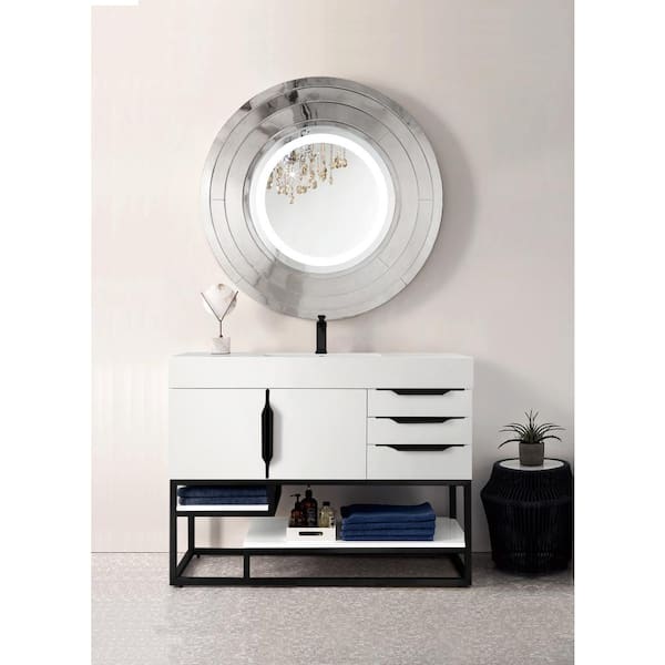 James Martin Vanities Columbia 48.0 in. W x 19.5 in. D x 36.0 in. H Single Bath Vanity Cabinet without Top in Glossy White