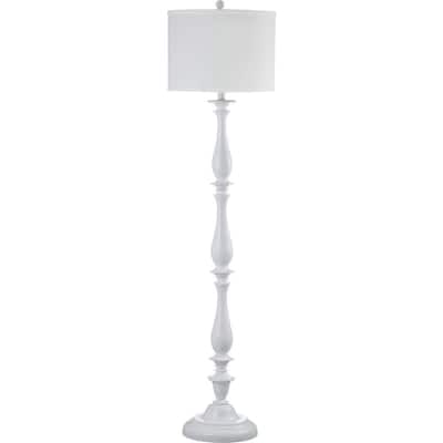 Bessie 62 in. White Candlestick Floor Lamp with Off-White Shade