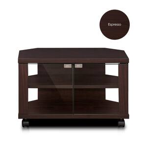 Indo 24 in. Espresso Wood Corner TV Stand Fits TVs Up to 34 in. with Open Storage