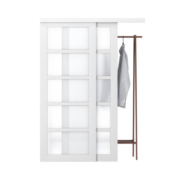 Have A Question About Ark Design 72 In X 80 In 5 Lites Frosted Glass White Mdf Closet Sliding