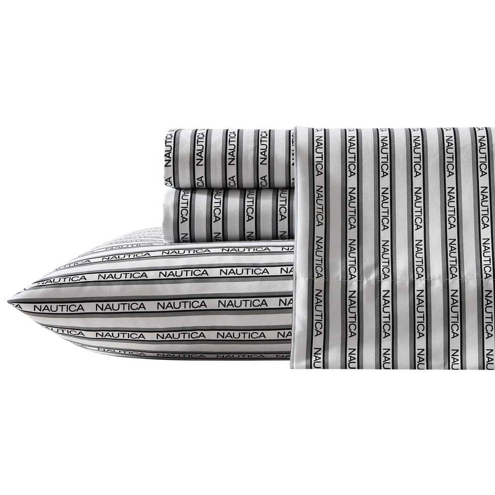 Striped Logo 3 Piece Grey/Black Microfiber Twin XL Sheet Set price history on PriceWatchPro