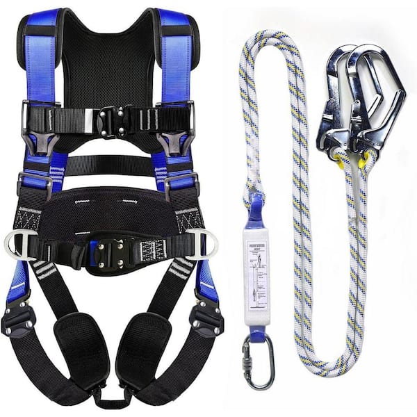 KIWDZFU Premium Safety Harness with Shock Absorbing Lanyard Vented