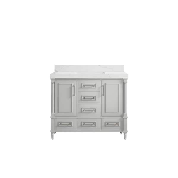 Willow Collections Hudson 42 in. W x 22 in. D x 36 in. H Bath Vanity in Coventry Gray with 2 in Calacatta Quartz Top