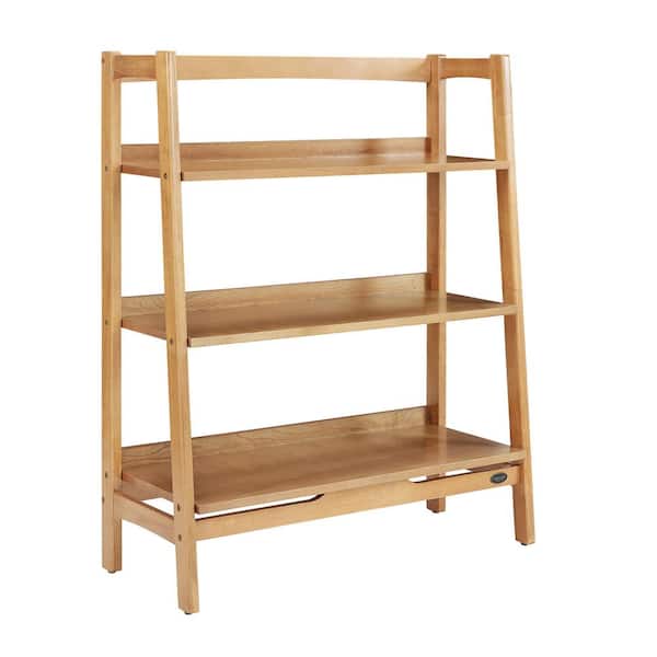 CROSLEY FURNITURE 43.5 in. Acorn Wood 3-shelf Ladder Bookcase with Open Back