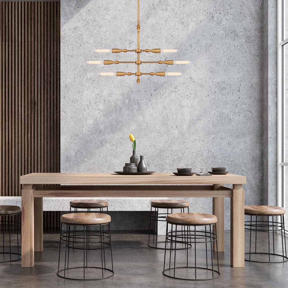 Louise 6-Light Brass and Aluminum Island Chandelier