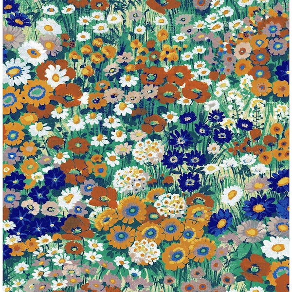 NextWall 30.75 sq. ft. Summer Glades & Terra Cotta Floral Meadow Vinyl Peel and Stick Wallpaper Roll