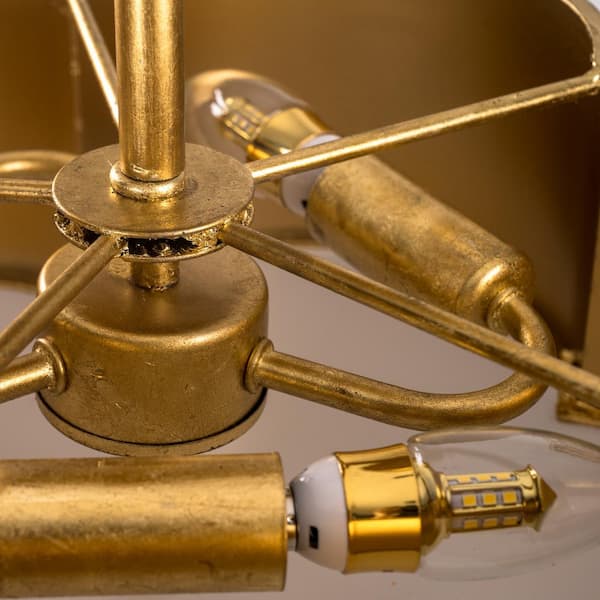 Parrot Uncle 15.35 in. 3-Light Gold Metal Flower Semi Flush Mount
