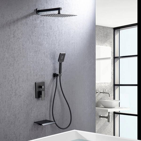 AS Bathroom Waterfall Shower Bathtub Set Handheld Spray Mixer Valve Faucet 