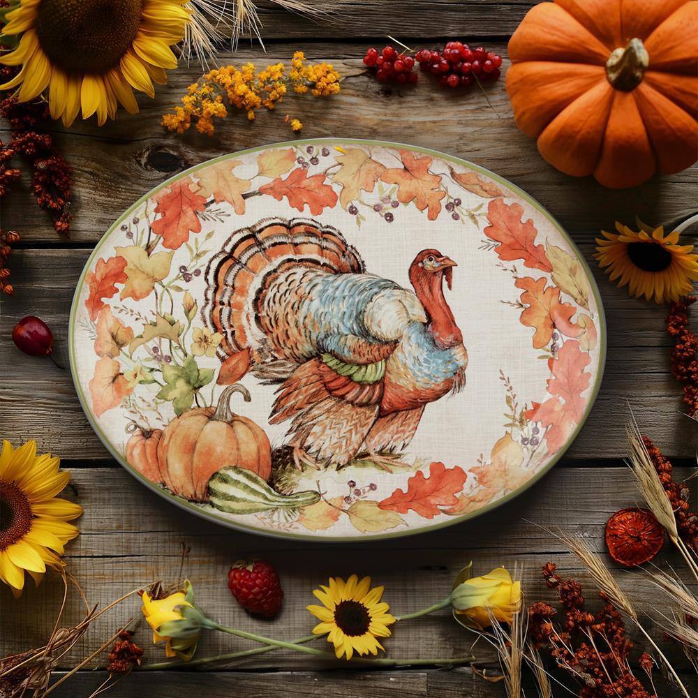 Autumn Breeze Ceramic Oval Turkey Platter
