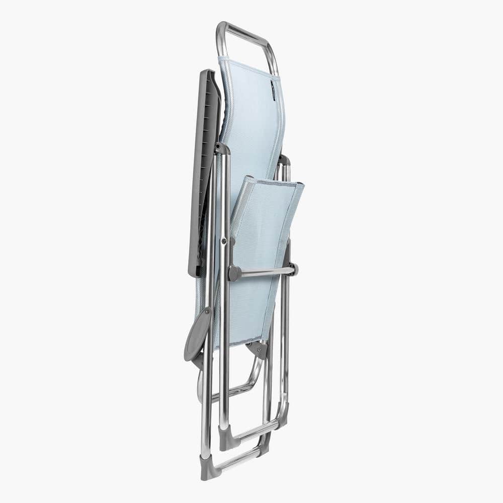 Lafuma Sky Blue Aluminum Folding Outdoor Armchair with Square Arms