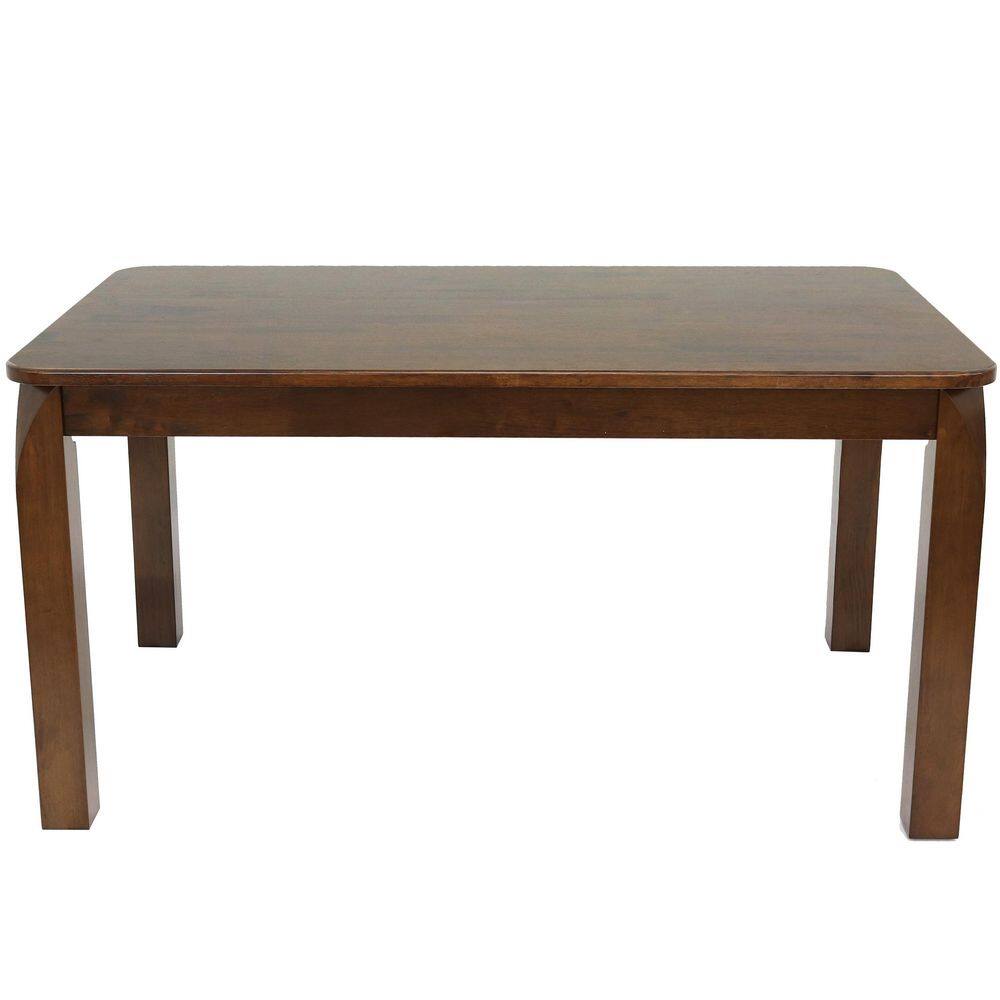 Dorian 62" Dark Walnut Solid Rubberwood Mid-Century Modern Dining Table
