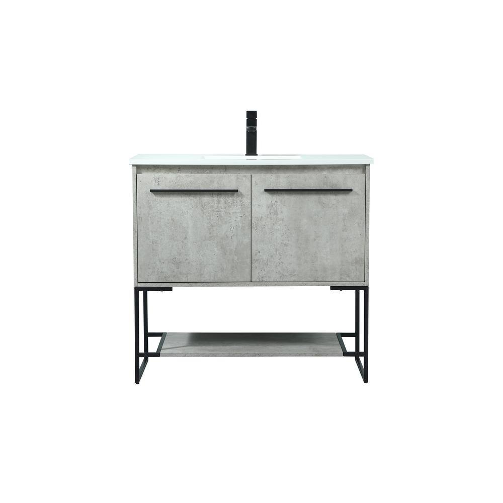 Timeless Home 36 in. W Single Bath Vanity in Concrete Grey with Engineered 