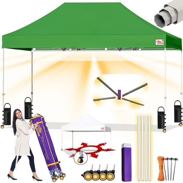 Tradesparker Commercial 8 ft. x 12 ft. Field Green Pop Up Canopy Tent with Roller Bag