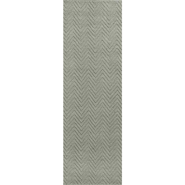 Organic Herringbone Grey 2 ft. x 8 ft. Runner Rug