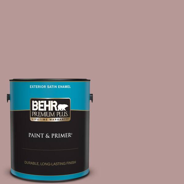 BEHR PREMIUM PLUS 1 gal. #130F-4 Fond Memory Satin Enamel Exterior Paint & Primer