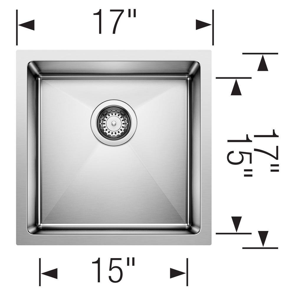 Quatrus 17" Stainless Steel Undermount Bar Sink