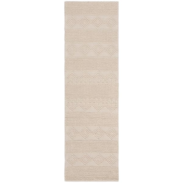 Natura 2 ft. x 16 ft. Ivory Striped Diamonds Runner Rug