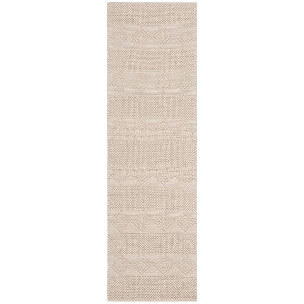 Natura 2 ft. x 22 ft. Ivory Striped Diamonds Runner Rug