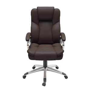 Leon Faux Leather Swivel Executive Office Chair in Brown