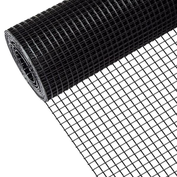 48 in. x 50 ft. 1/2 in. Metal Wire Hardware Cloth Vinyl Coated Chicken Wire Fence for Home Garden Rabbit Cage, Black