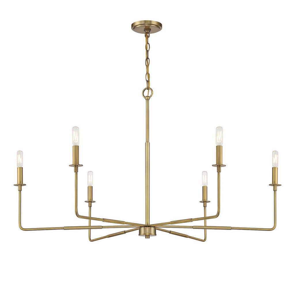 Salerno Warm Brass 6-Light Rustic Charm Chandelier