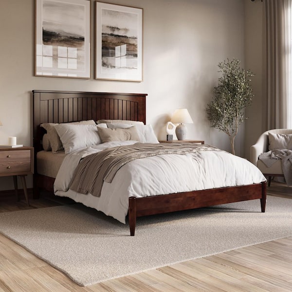 AFI Naples Walnut Brown Solid Wood Frame Queen Low Profile Platform Bed