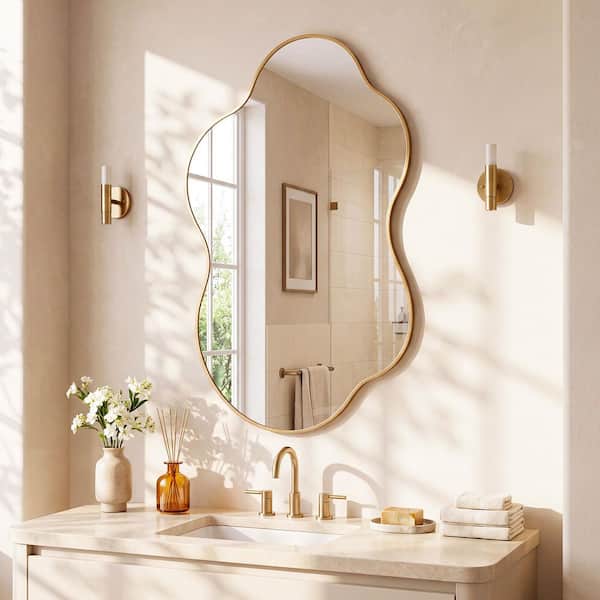 LuxHomez 20 in. W x 32 in. H Irregular Brushed Gold Aluminum