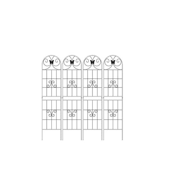 Sudzendf 86.7 in. 4-Pack Black Metal Garden Trellis Rustproof Trellis for Climbing Plants Outdoor Flower Support