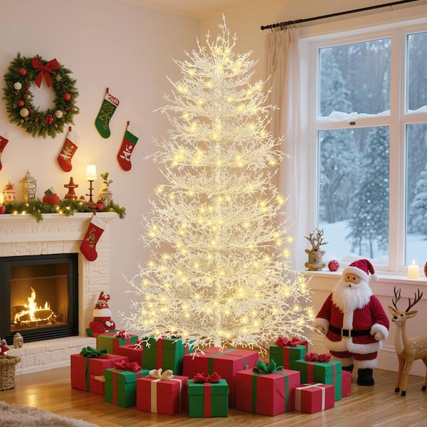6 ft. Pre-Lit Aspen Fir Artificial Christmas Tree with Snow Flocked Tips and 420 LED Lights for Holiday Office Homedecor
