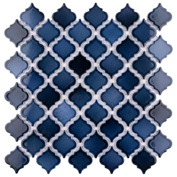 Merola Tile Hudson Tangier Midnight 6 in. x 6 in. Porcelain Mosaic Take Home Tile Sample