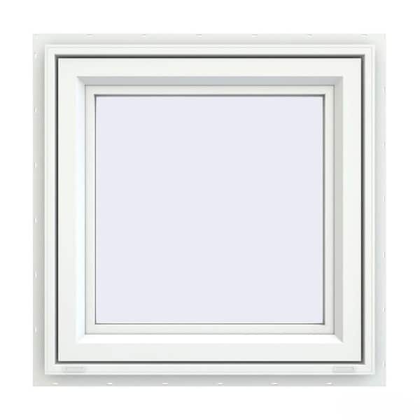 23.5 in. x 23.5 in. V-4500 Series White Vinyl Left-Handed Casement Window with Fiberglass Mesh Screen