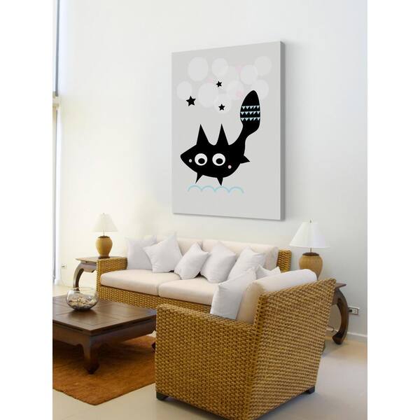 Unbranded 18 in. H x 12 in. W "Black Star Cat" by Katarina Snygg Printed Canvas Wall Art