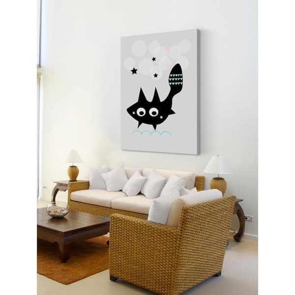 Unbranded 60 in. H x 40 in. W "Black Star Cat" by Katarina Snygg Printed Canvas Wall Art