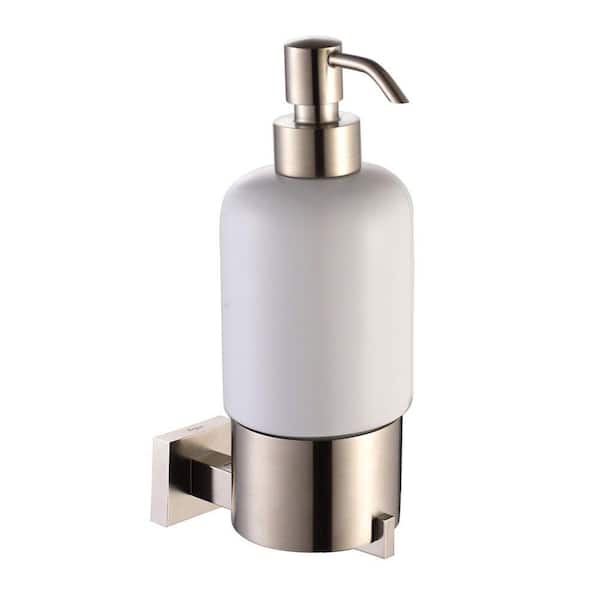 KRAUS Aura Bathroom Wall-Mounted Ceramic Lotion Dispenser in Brushed Nickel