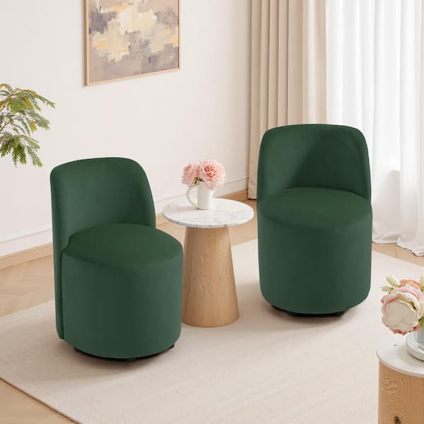Green Velvet Accent Barrel Chair (Set of 2)