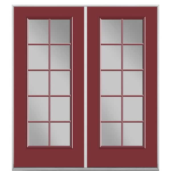 Masonite 60 in. x 80 in. Red Bluff Steel Prehung Right-Hand Inswing 10-Lite Clear Glass Patio Door without Brickmold