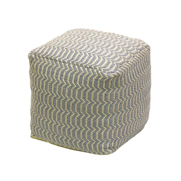 National Outdoor Living 16 in. Gray Polyester Hand Woven Pouf Ottoman