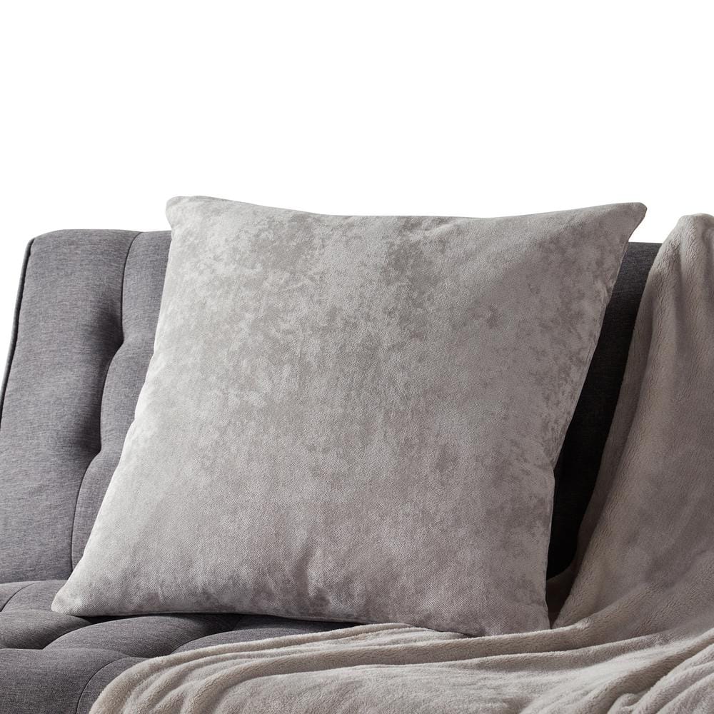 Ash Gray 24" Square Velvet Throw Pillow Cover