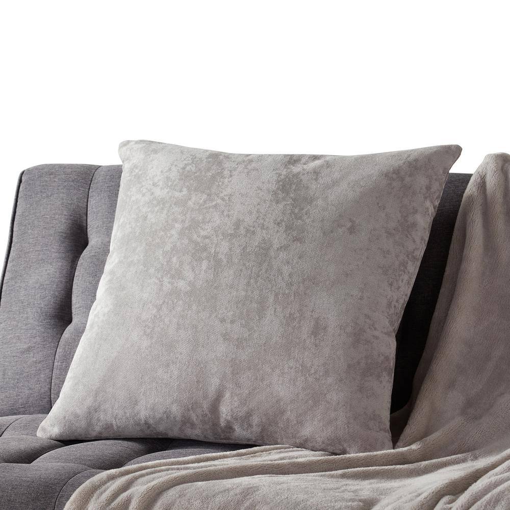 Ash Gray Velvet 20" Square Throw Pillow with Removable Cover