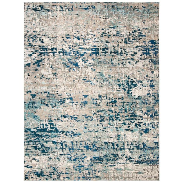 SAFAVIEH Madison Gray/Blue 9 ft. x 12 ft. Abstract Gradient Area Rug