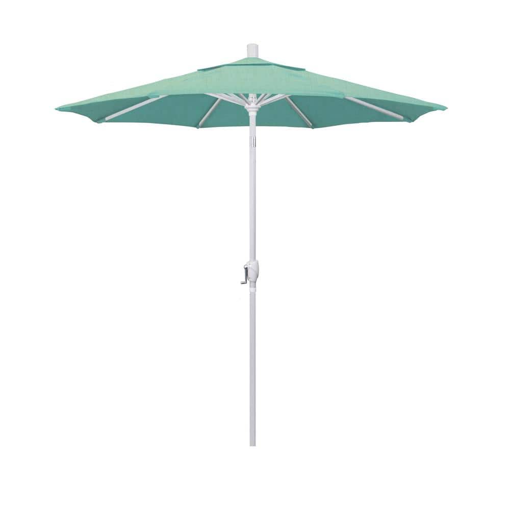 7.5 ft. Matted White Aluminum Market Patio Umbrella with Aluminum Ribs Push Tilt Crank Lift in Spectrum Mist Sunbrella price history on PriceWatchPro