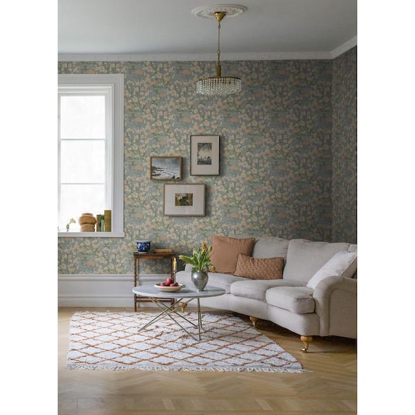 Hava Coral Meadow Flowers Non-Pasted Non-Woven Paper Wallpaper