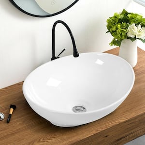 White Ceramic Oval Bathroom Basin Ceramic Vessel Sink