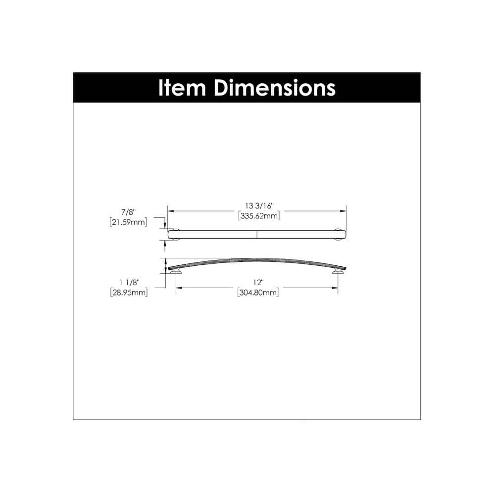 Matte Black 12" Solid Core Kitchen Cabinet Handles