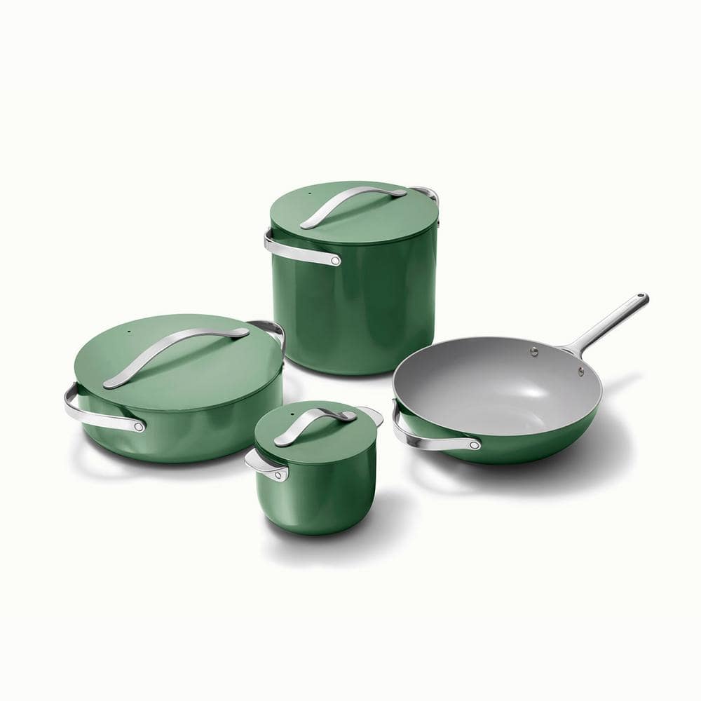 CARAWAY HOME Cookware+ 8-Piece Ceramic Nonstick Cookware Set in Sage
