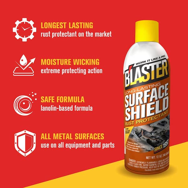 Blaster 12 oz. Long-Lasting Surface Shield Rust and Corrosion Protectant,  Lubricant Spray (Pack of 12) 16-SS - The Home Depot